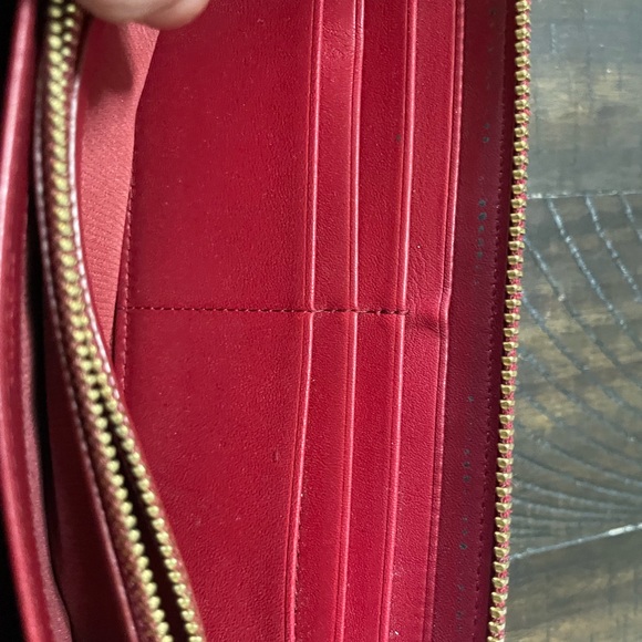 Coach Accordion Red Leather Wallet with Gold Metal - Picture 7 of 14